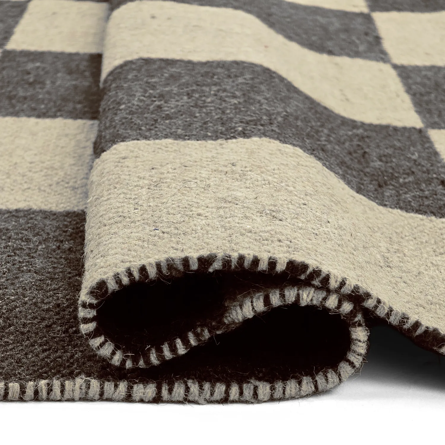 Tapis en laine - Scacco (noir/beige)