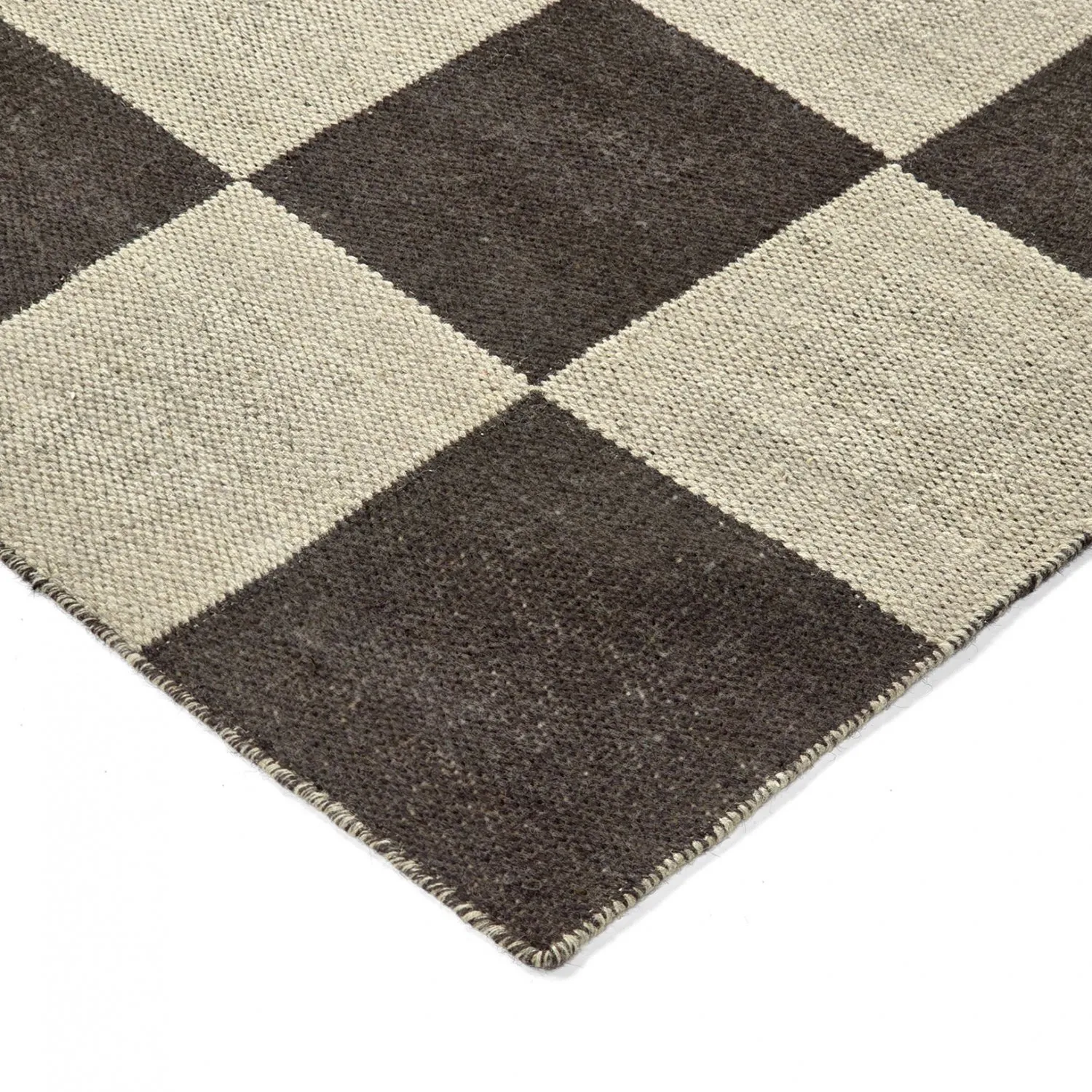 Tapis en laine - Scacco (noir/beige)
