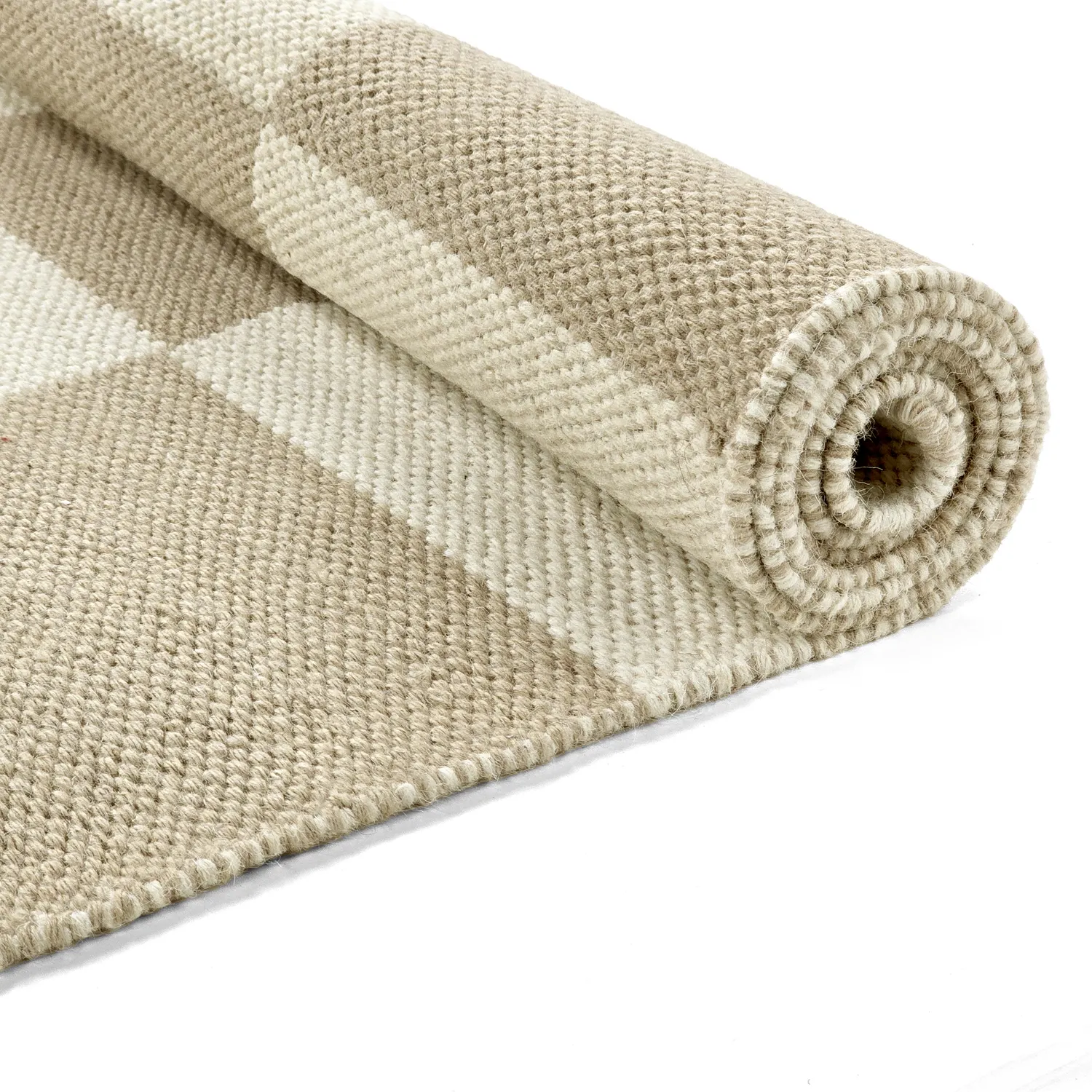 Tapis en laine - Scacco (blanc/beige)