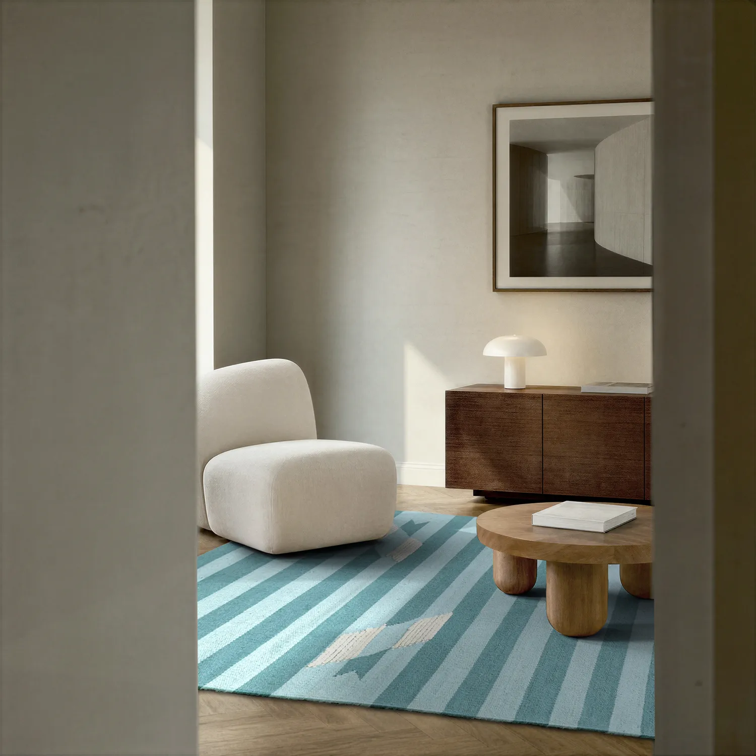 Tapis de laine - Serpa (bleu clair)