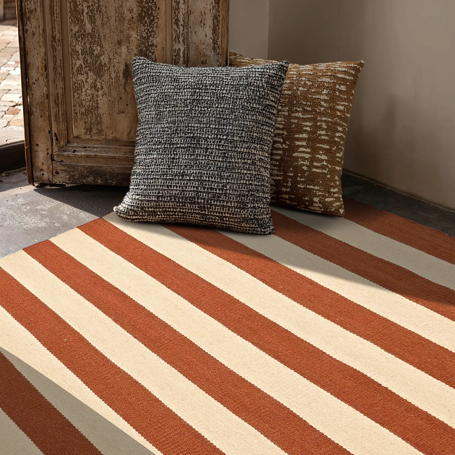Tapis de laine - Torquay (cannelle/blanc)