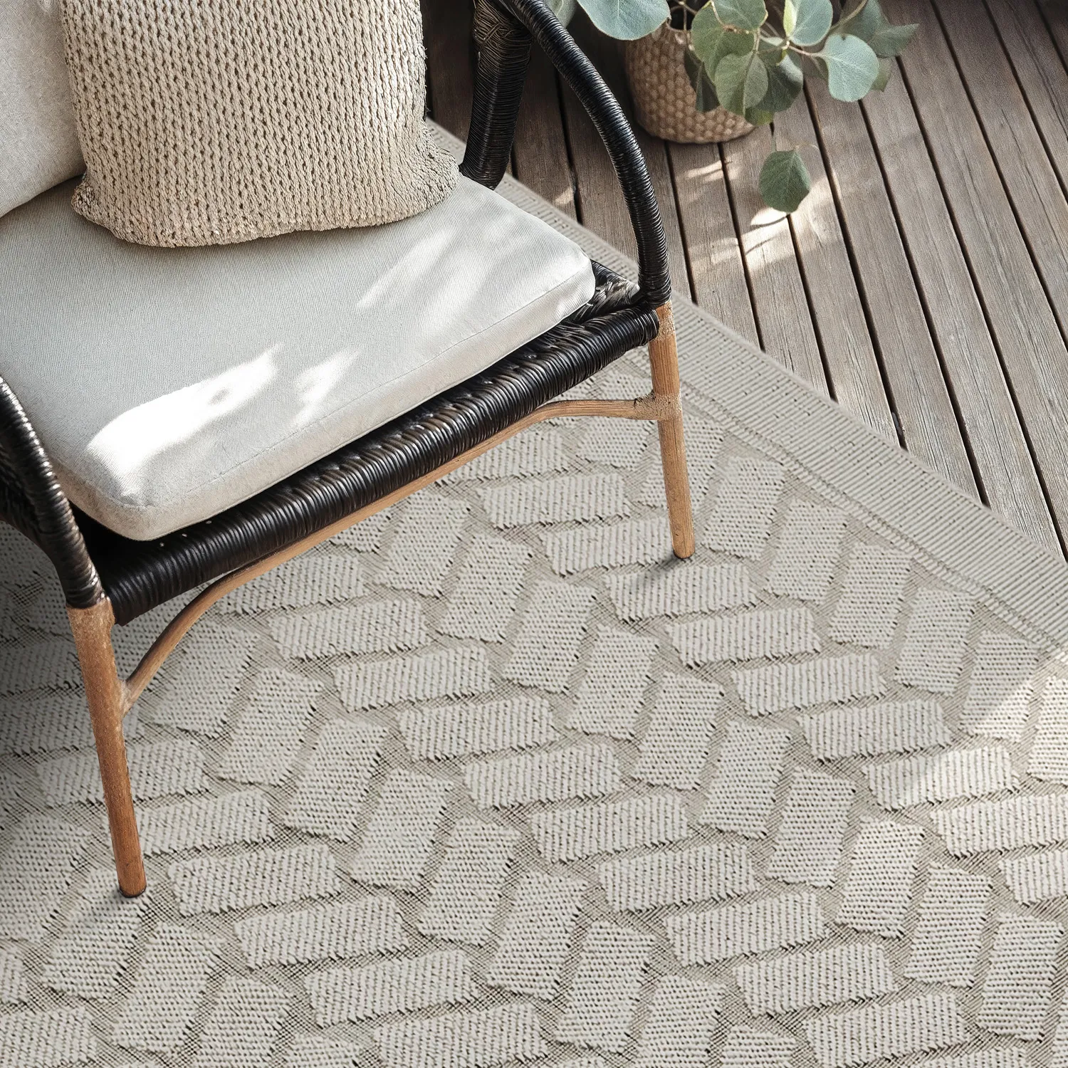 Tapis d’intérieur et d’extérieur - Aria (blanc cassé)