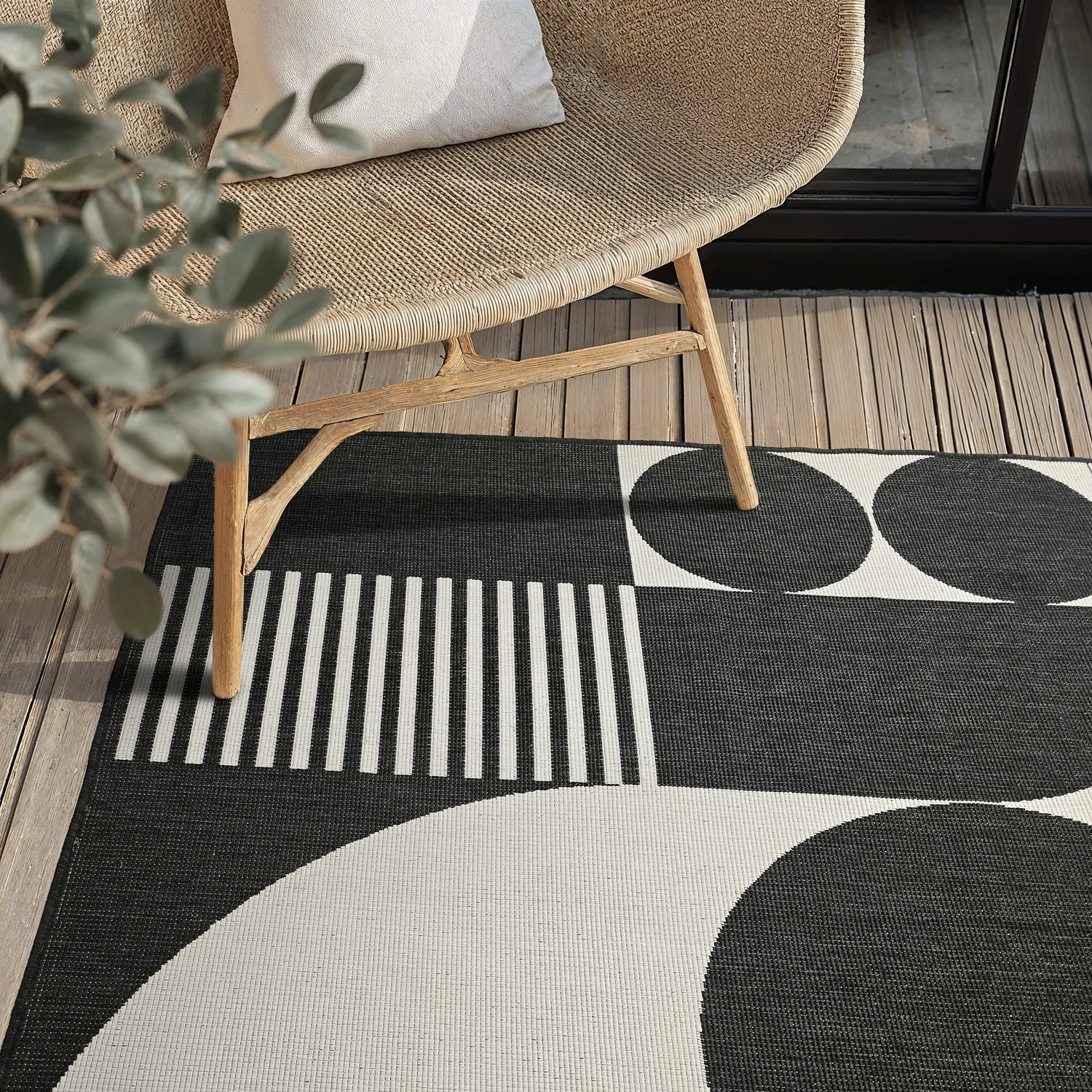 Tapis d’intérieur et d’extérieur - Aurora (noir/blanc)