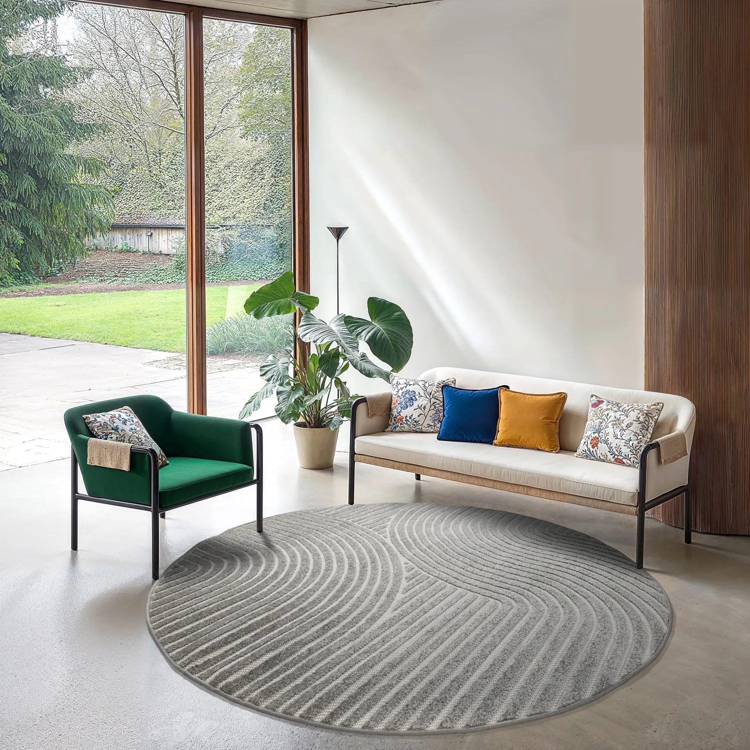 Tapis rond - intérieur/extérieur Devon (gris)