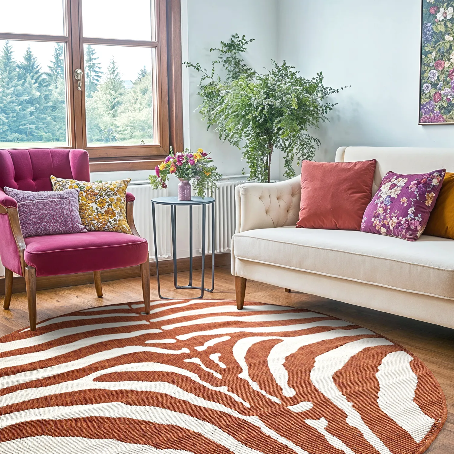 Tapis rond - Intérieur/Extérieur Winona (orange)