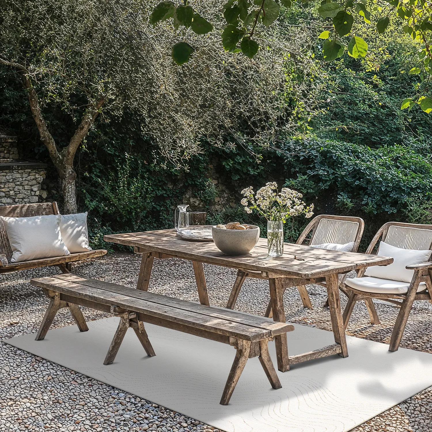 Tapis d’intérieur et d’extérieur - Zelmare (blanc cassé)
