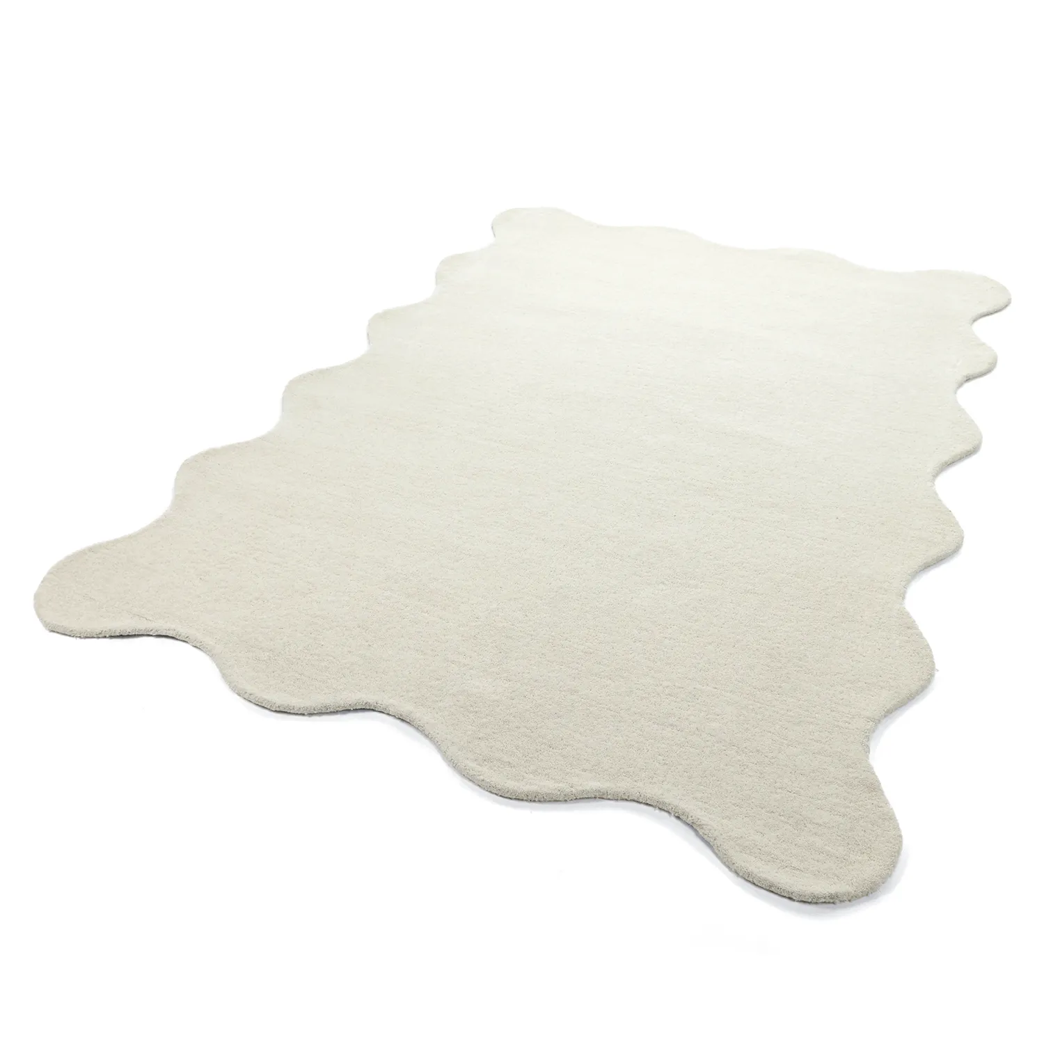 Tapis en laine ondulée - Diu Hand Tufted Wool Premium (blanc)