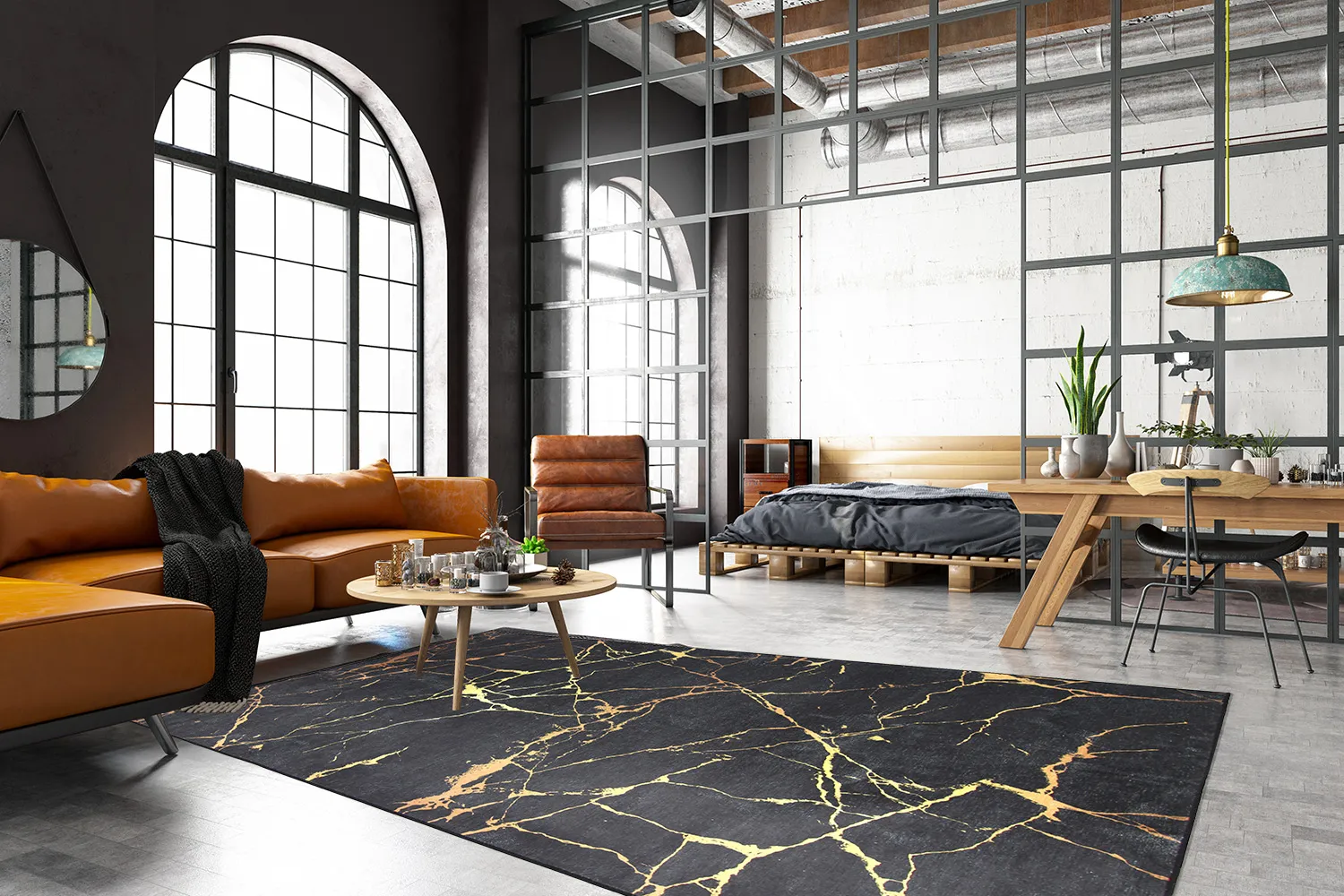Tapis Wilton - Vieste (anthracite/doré)