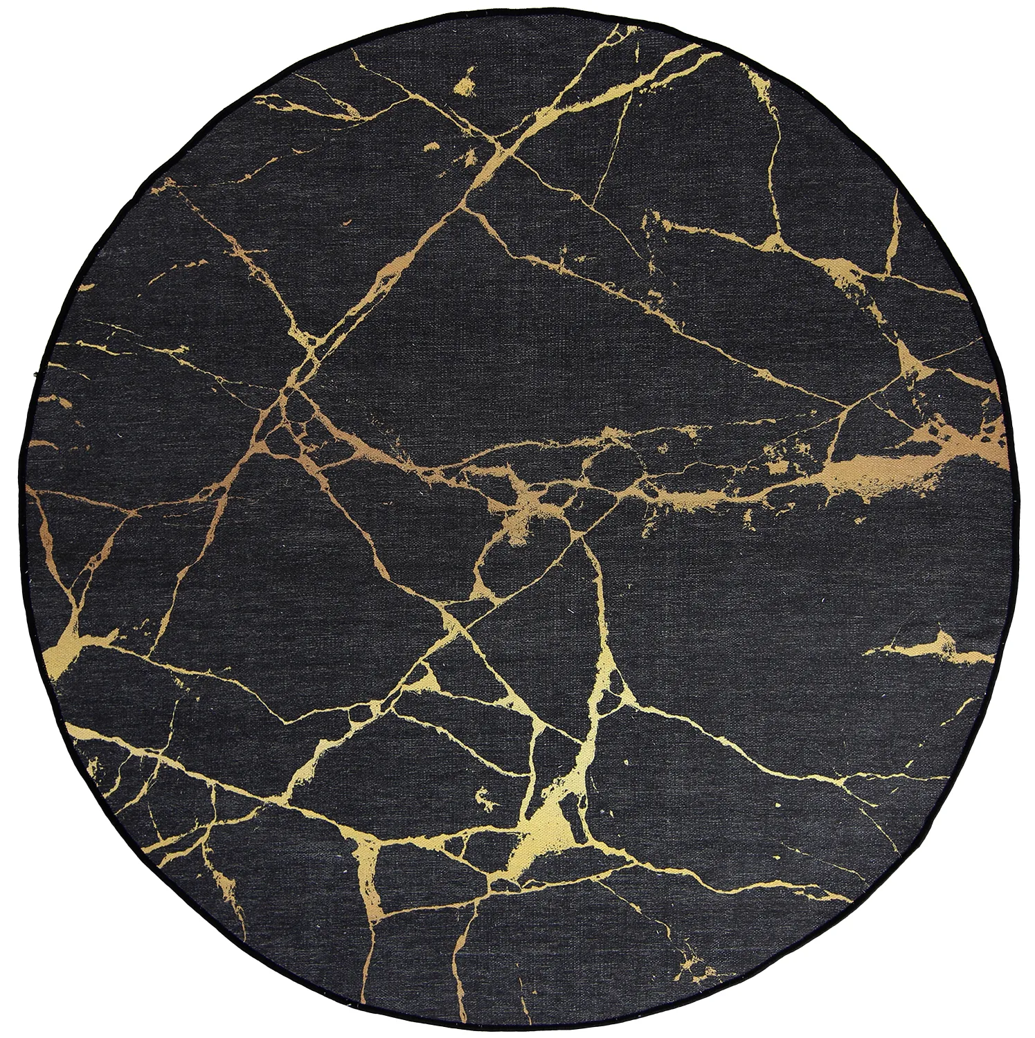 Tapis rond - Vieste (anthracite/doré)