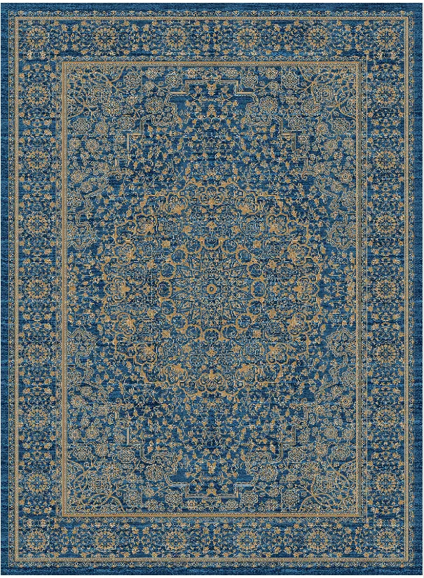 Tapis Wilton - Vinadio (bleu/doré)