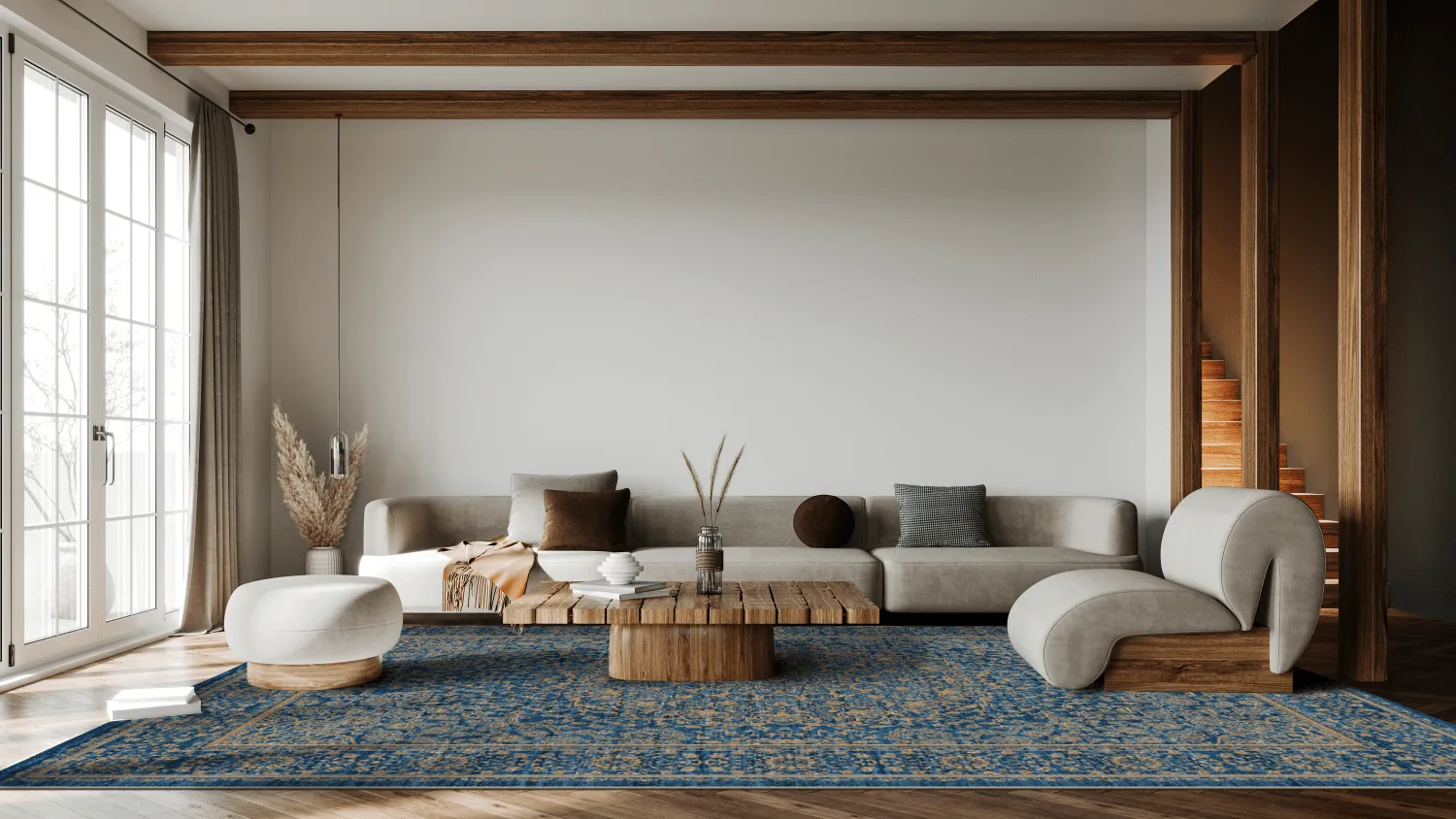 Tapis Wilton - Vinadio (bleu/doré)