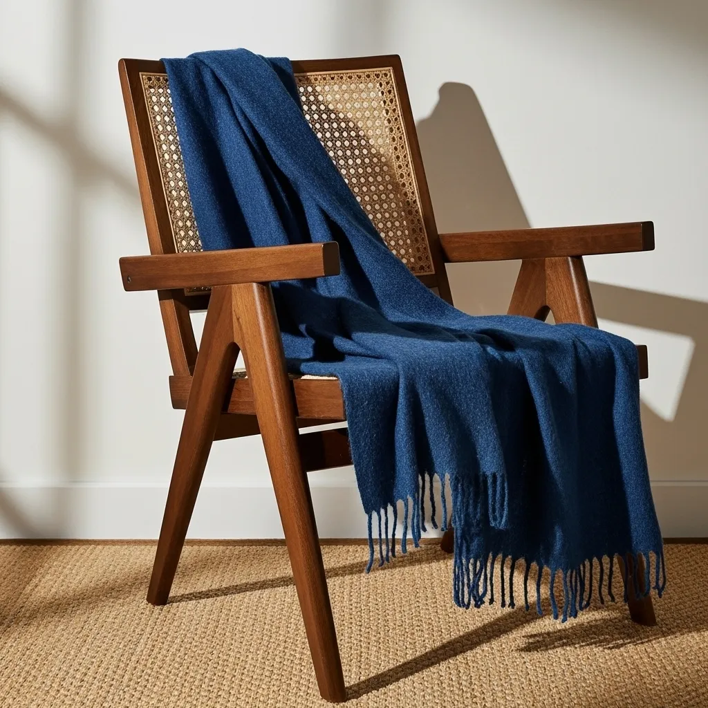 Plaids - Plaid en mélange de laine - Samantha (bleu marine)