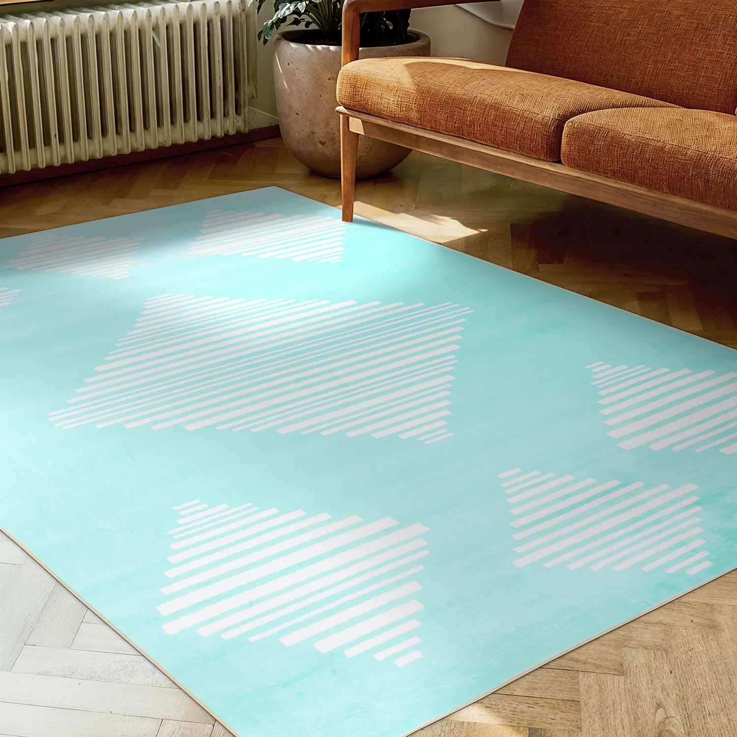 Tapis Wilton - Carmen (bleu clair/blanc)