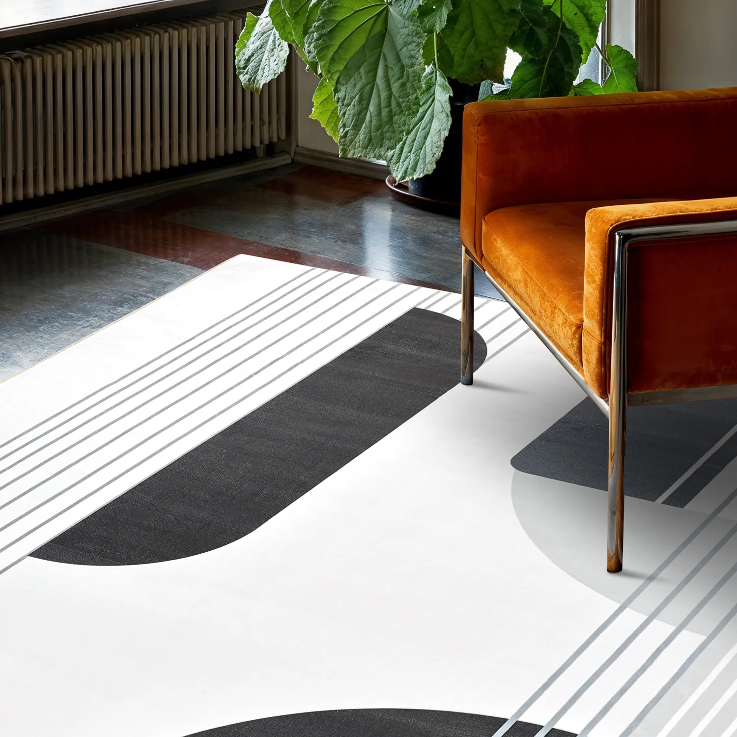 Tapis Wilton - Delft (blanc/gris/noir)
