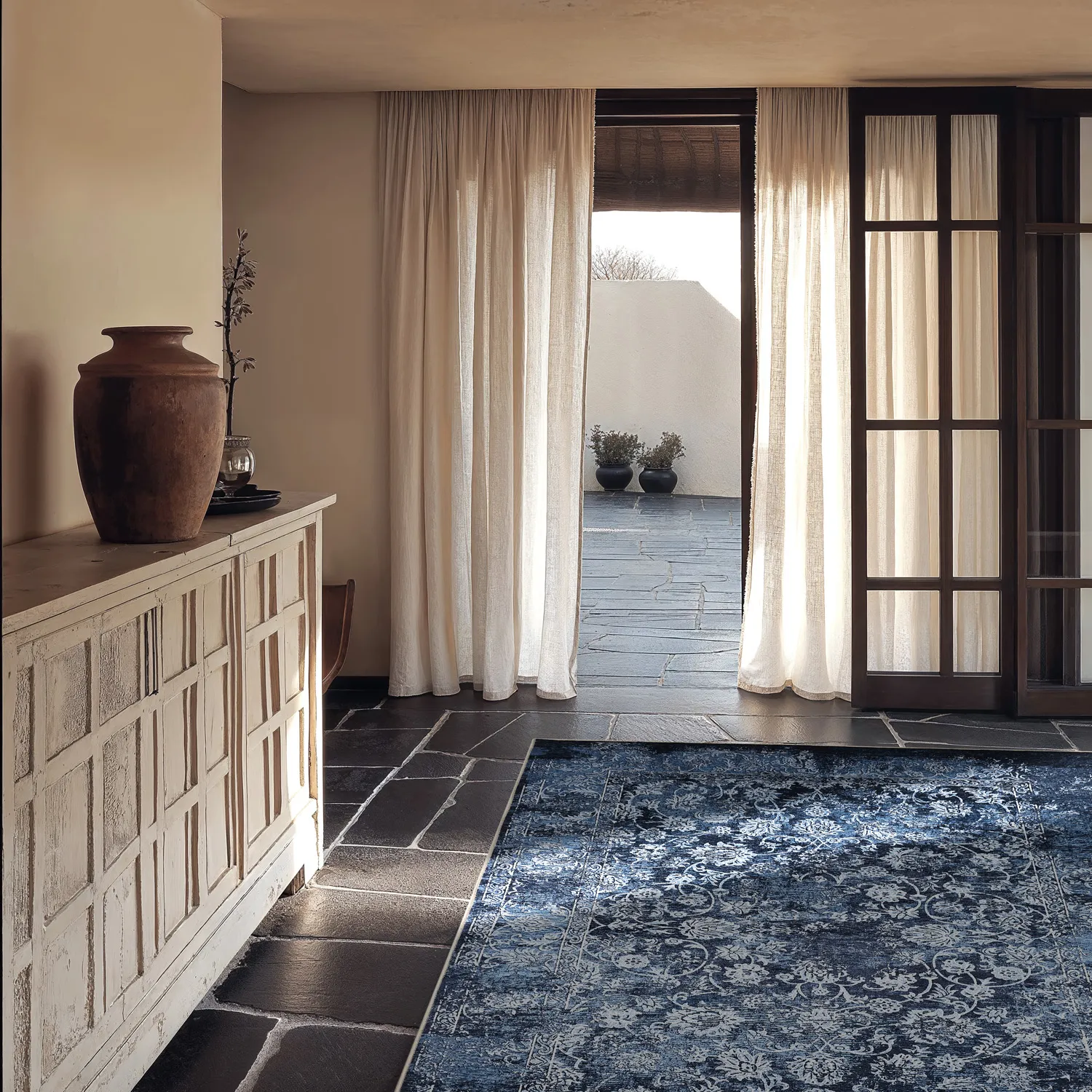 Tapis Wilton - Flowers (bleu)