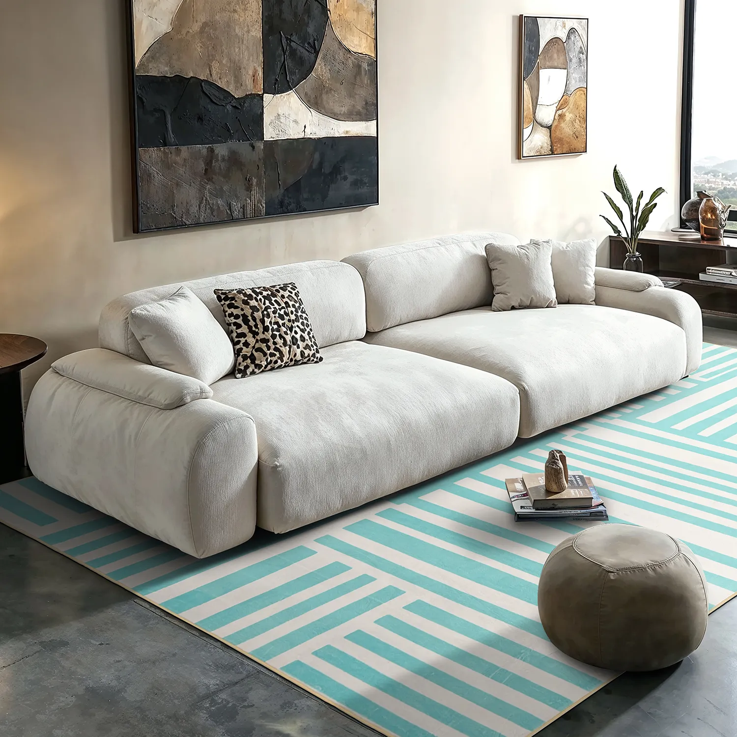 Tapis Wilton - Joma (turquoise/blanc)