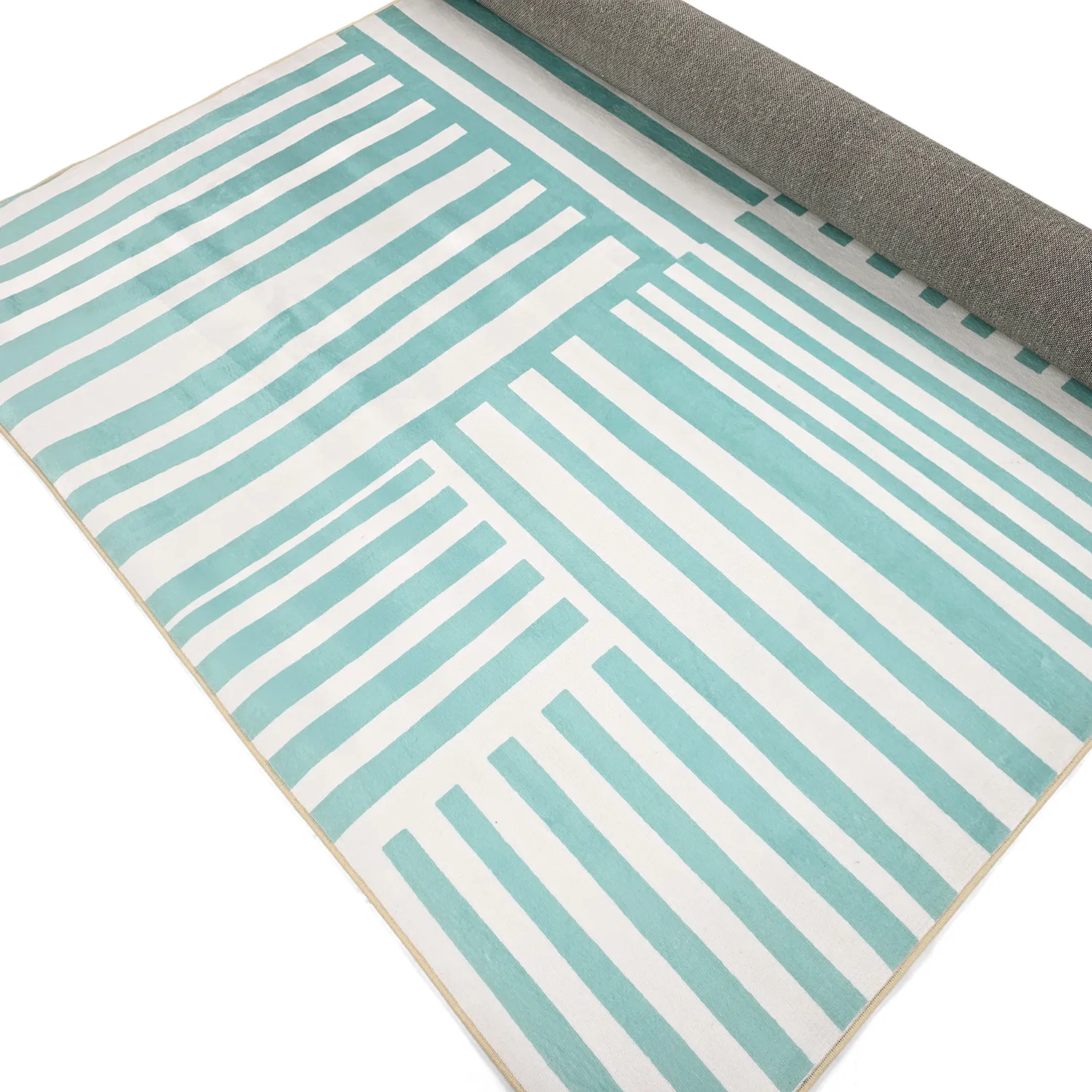 Tapis Wilton - Joma (turquoise/blanc)