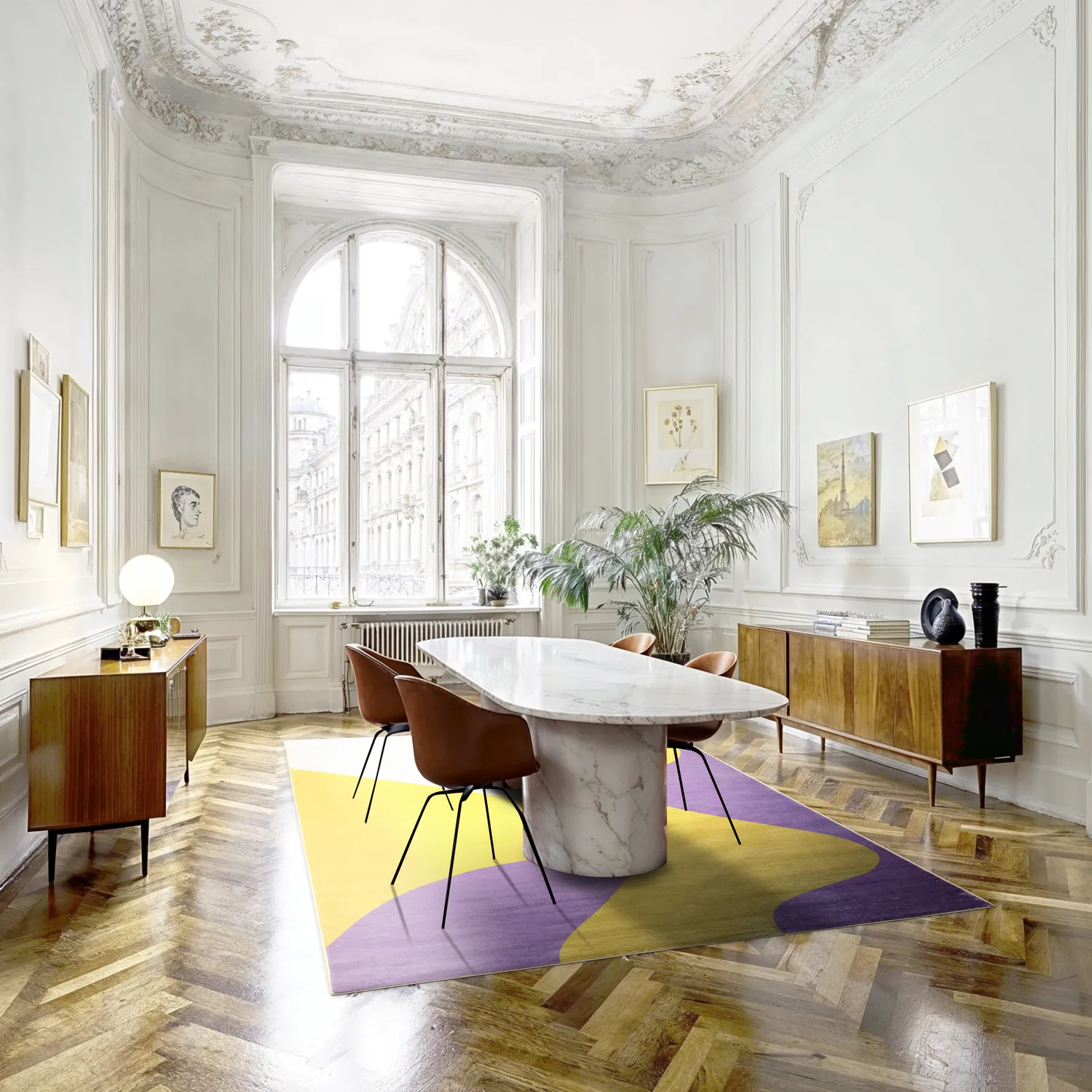 Tapis Wilton - Leiden (jaune/violet)