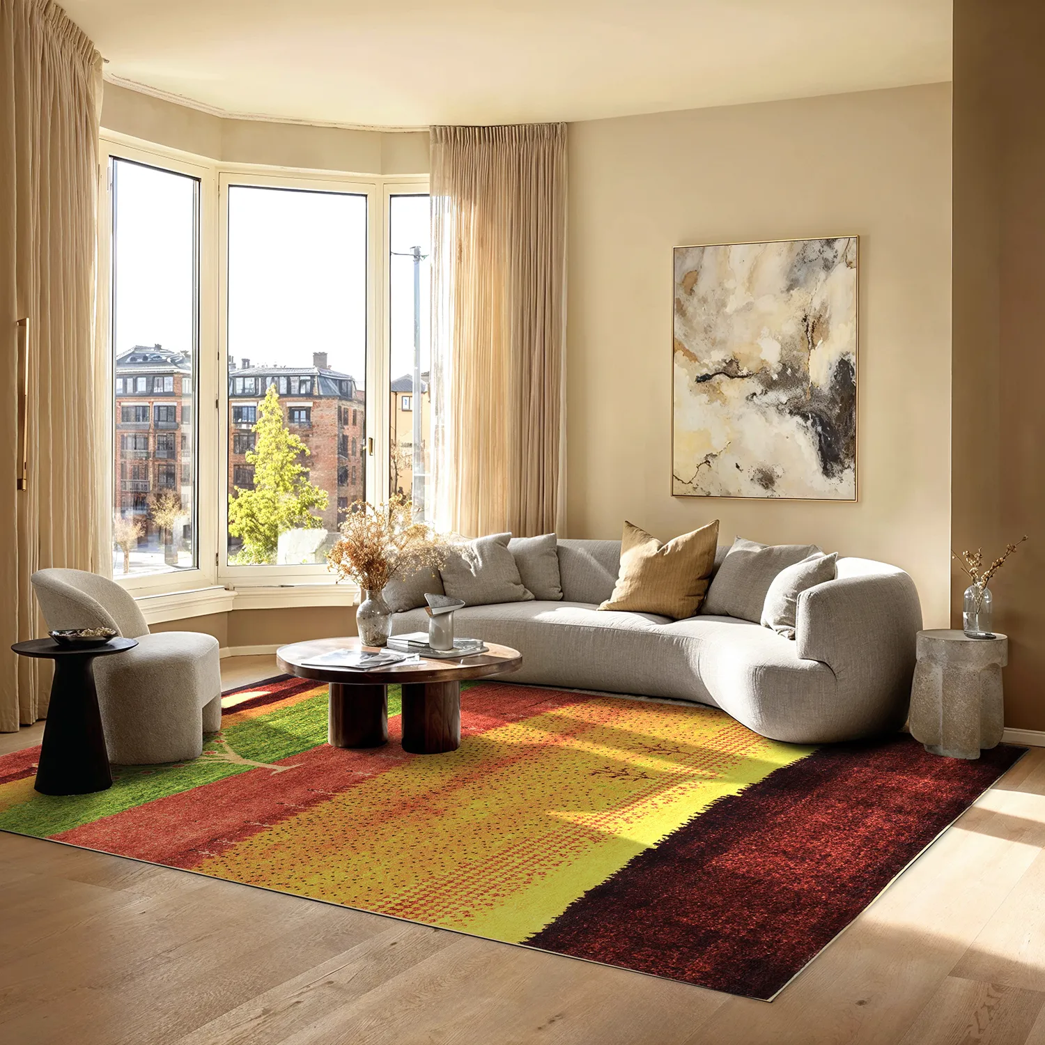 Tapis Wilton - Oia (rouge/multicolore)