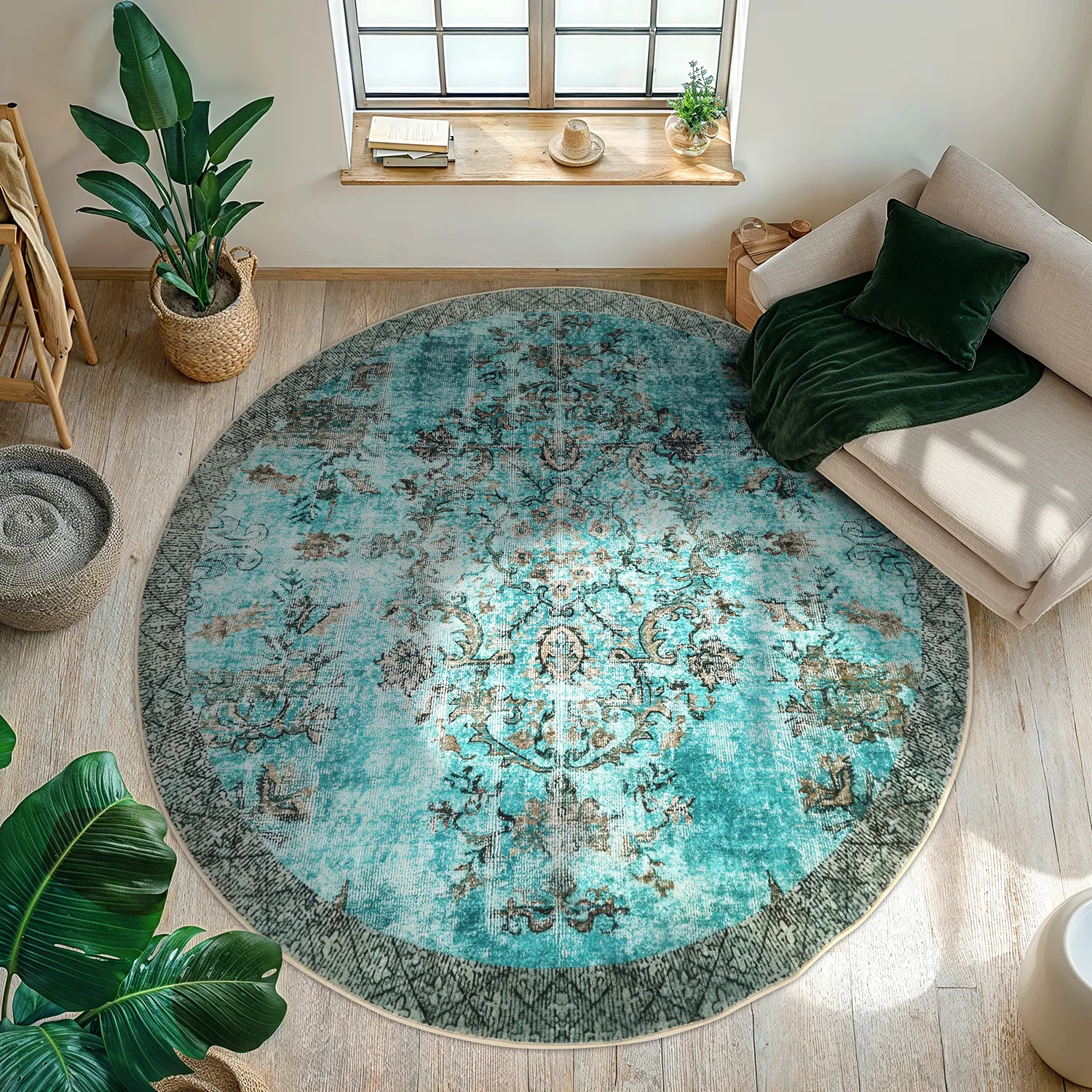 Tapis rond - Rosalie (bleu)