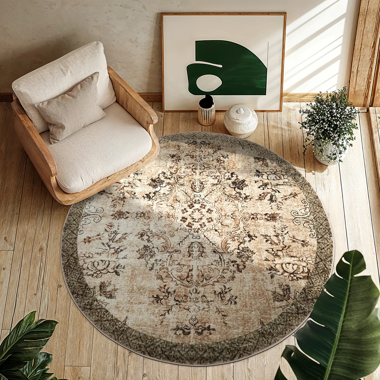 Tapis rond - Rosalie (marron)
