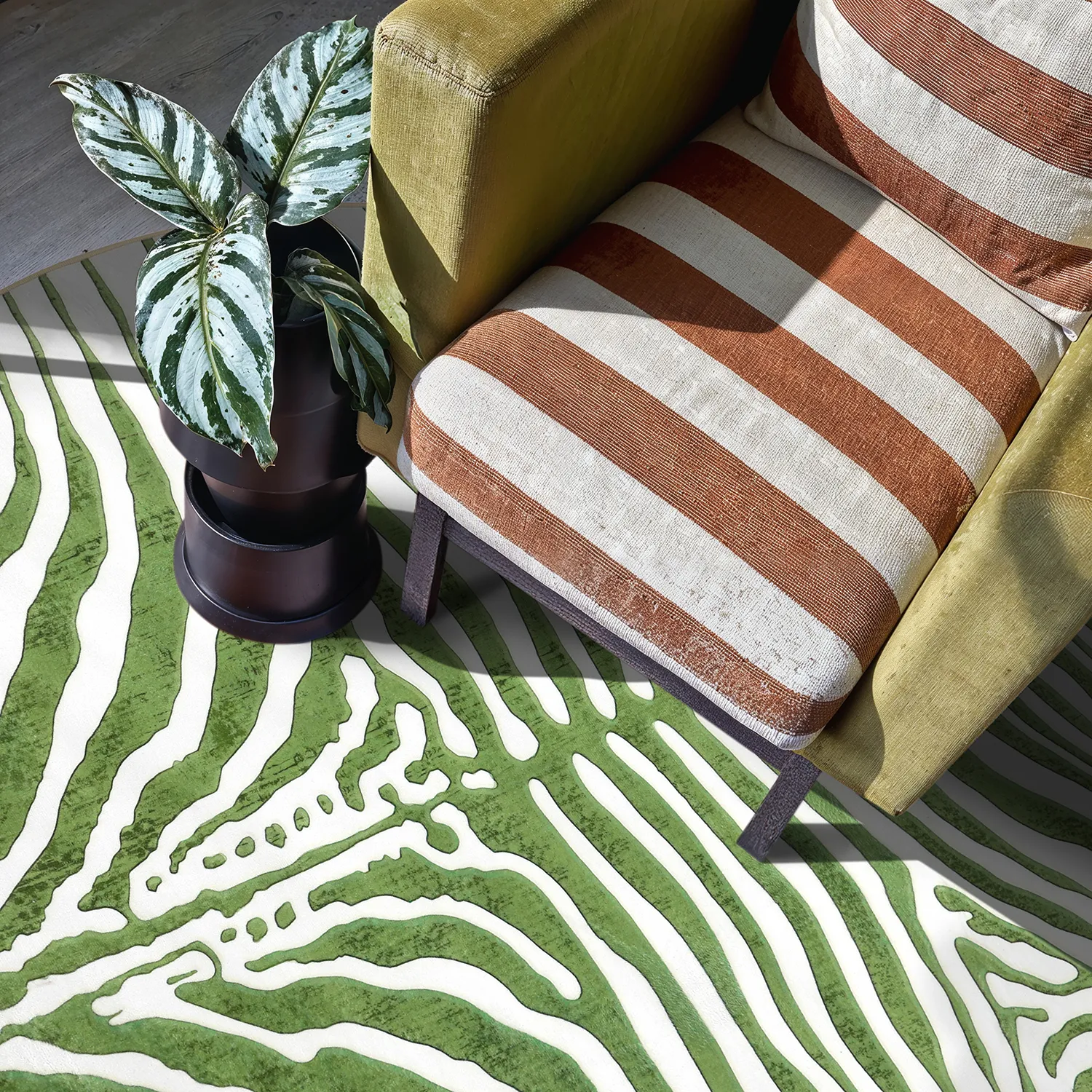 Tapis rond - Zebra (vert)