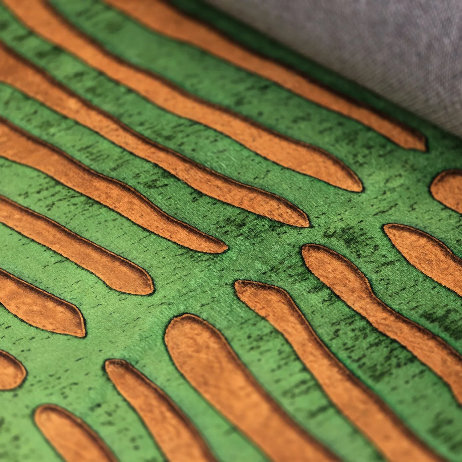 Tapis rond - Zebra (vert/orange)