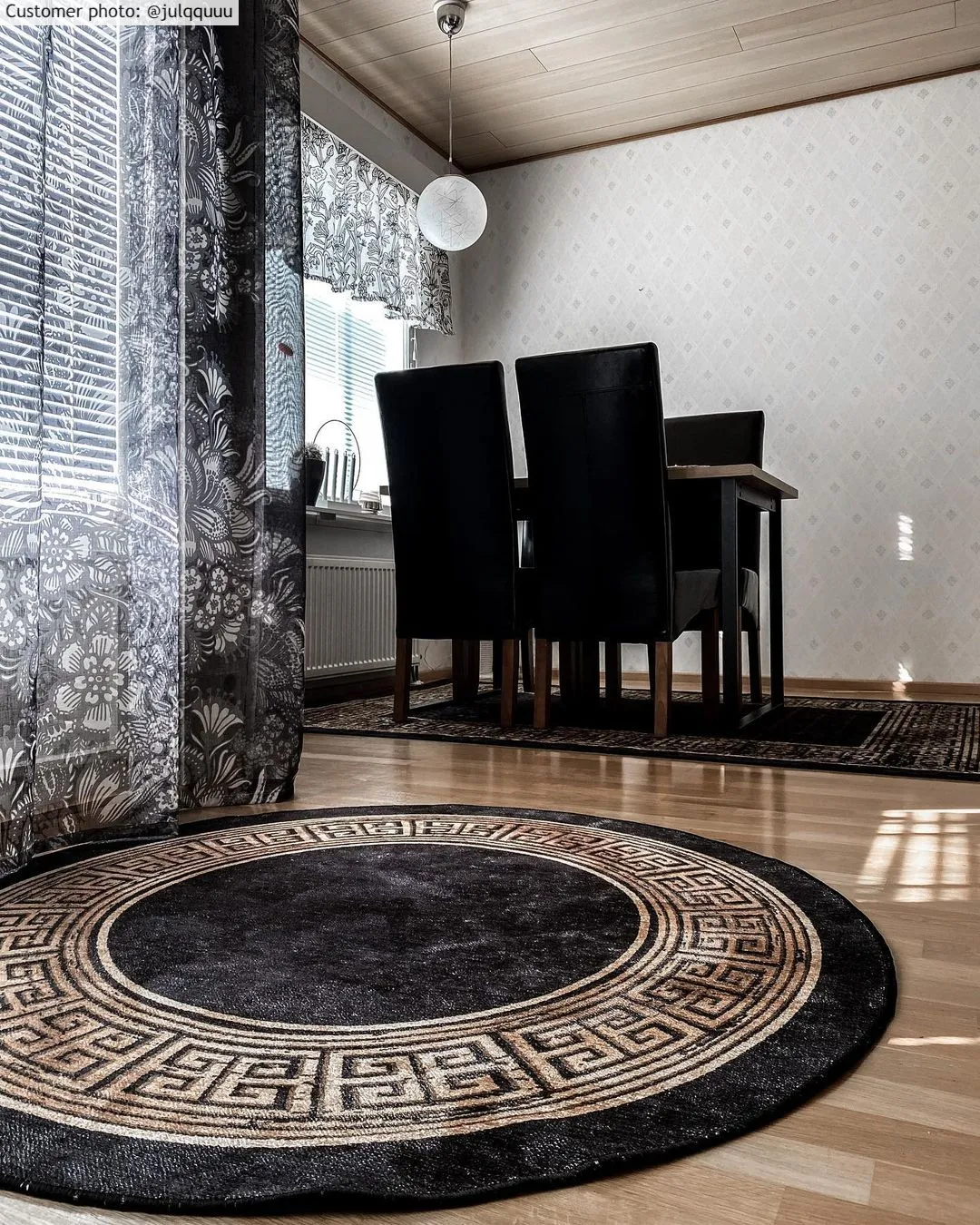 Tapis rond - Tilos (noir/doré)