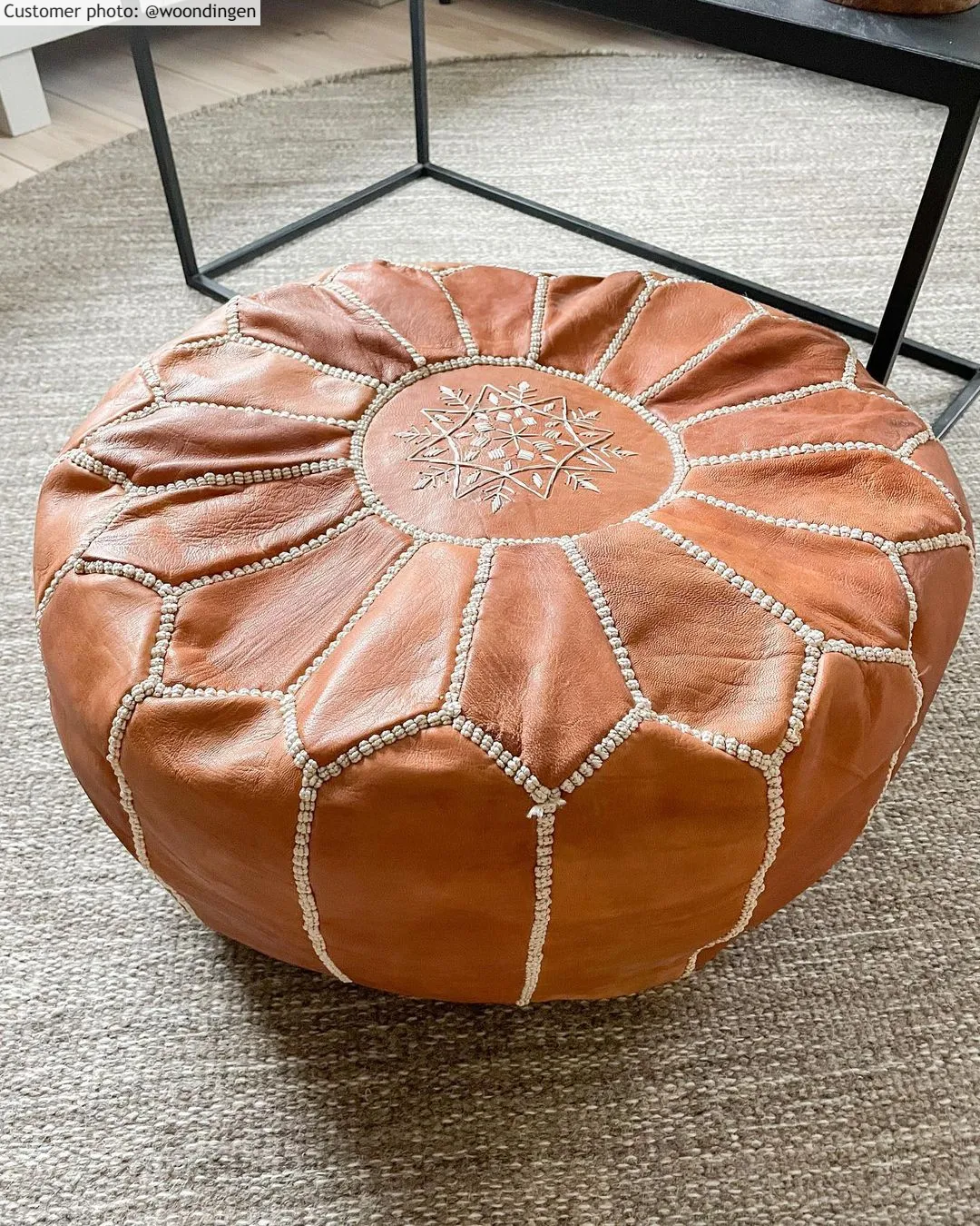 Pouf - Cuir marocain (marron clair)